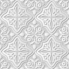 Vector damask seamless 3D paper art pattern background 204 Cross Kaleidoscope Flower
