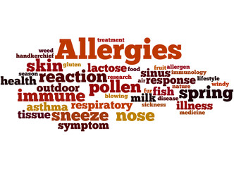 Allergies, word cloud concept