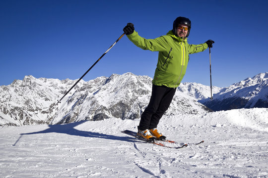 man enjoying skiing in Solden, Austria