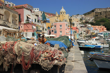 Marina Corricella, island of Procida, Naples bay, Italy