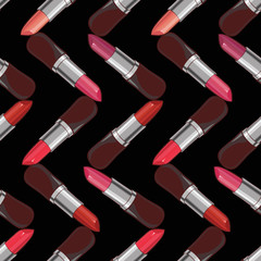 Seamless pattern with lipsticks.  Vector illustration.