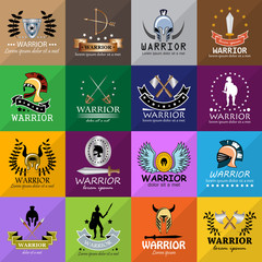 Warriors Icons Set-Isolated On Mosaic Background-Vector Illustration, Graphic Design.For Web, Websites, Print, Presentation And Promotional Materials.Collection Of Sparta,Greek,Military,Weapon Symbols