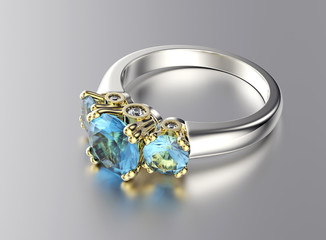 Ring with diamond. Sign of love. Fashion jewelry background