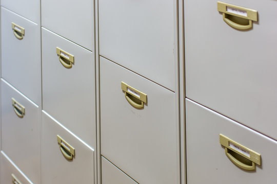 Drawers of a filing cabinet