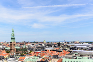 Fototapeta premium Copenhagen Panoramic View / Copenhagen panoramic view from Amalienborg Palace and its square with roofs and buildings.