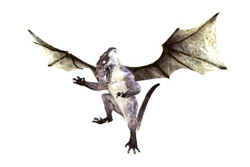 Fototapeta premium The great and powerful flying dragon on colored background