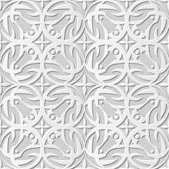 Vector damask seamless 3D paper art pattern background 211 Round Cross Kaleidoscope
