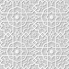 Vector damask seamless 3D paper art pattern background 214 Octagon Cross Star Flower
