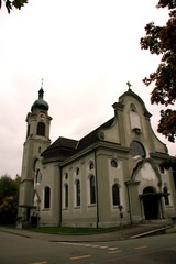 Fototapeta na wymiar Church / Building of the church in the center of Brugg (Switzerland)