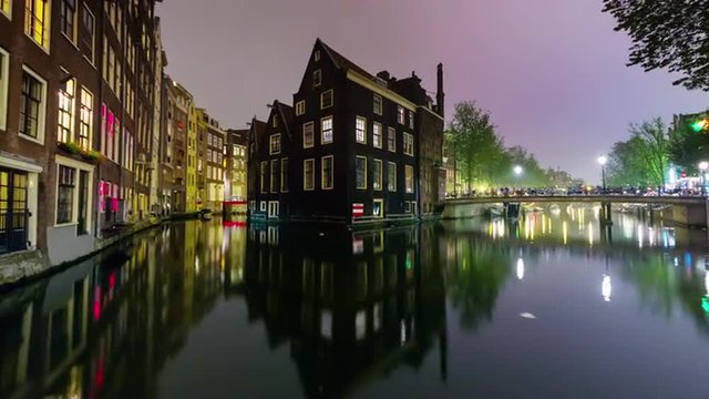 night city canal bay amsterdam panorama 4k time lapse netherlands
