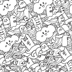 Doodle vector seamless pattern with monsters. Funny monsters graffiti. can be used for backgrounds, t-shirts 