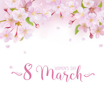 8 March - Women's Day Greeting Card Template - in vector