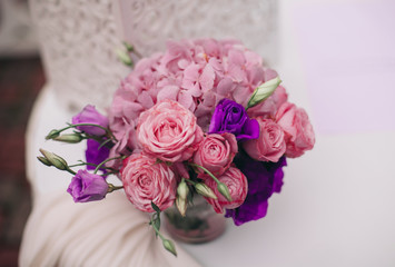 Wonderful luxury wedding bouquet of different flowers
