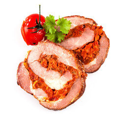 Pork roast slice with tomato