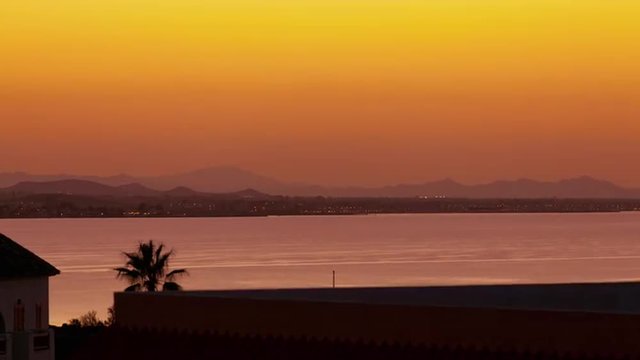 la manga mediterranean sea bay sunset panorama 4k time lapse spain
