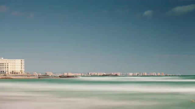 mediterranean sea day beach panorama la manga bay 4k time lapse spain
