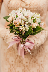 White roses bride bouquet 
