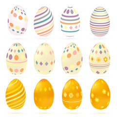 Set of easter eggs in vintage colorful style. Easter eggs icons. Can be used for easter greeting cards.