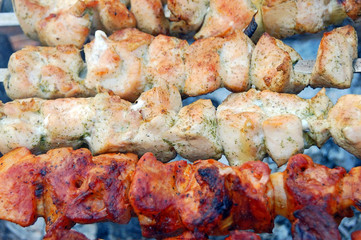 shish kebab on skewers