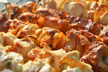 shish kebab on skewers
