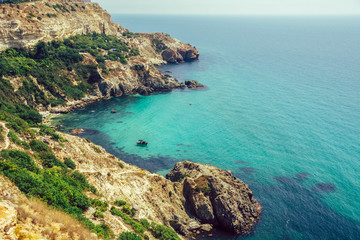 beautiful cape sea yacht mountains