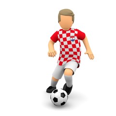 Fototapeta na wymiar Kroatische Fußballer passt den Ball