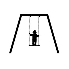 child on swing illustration in black