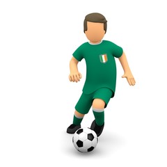 Fototapeta na wymiar Irische Fußballer läuft mit dem ball