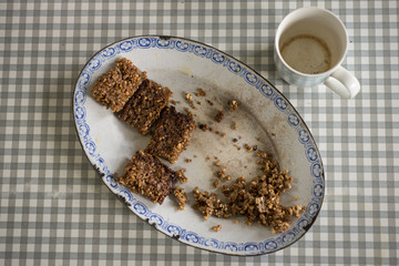 Flapjacks and coffee mug
