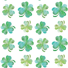Green clover watercolor seamless illustration