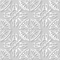 Vector damask seamless 3D paper art pattern background 231 Curve Cross Kaleidoscope
