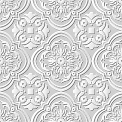 Vector damask seamless 3D paper art pattern background 240 Curve Cross Kaleidoscope
