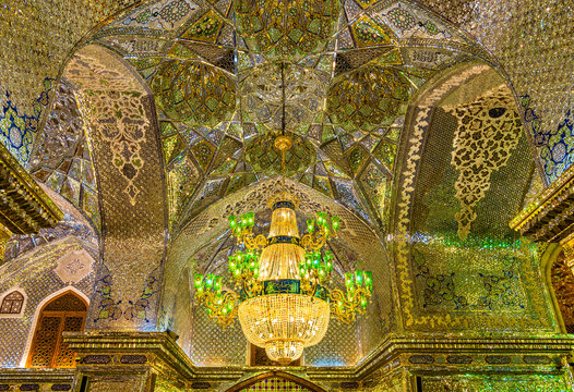Interior of Shah Cheragh mosque in Shiraz - Iran