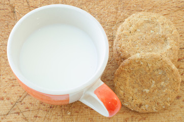 whole cookies and cup of milk