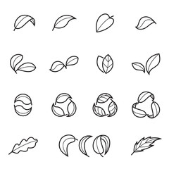 Line icons of leaves. Vector illustration