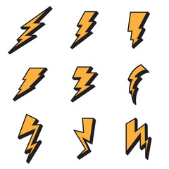 Lightning bolt icons. Vector illustration