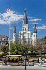 Fototapeta na wymiar St. Louis Cathedral and Jackson Square in French Quarter, New Orleans, Louisiana