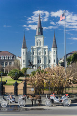 St. Louis Cathedral and Jackson Square in French Quarter, New Orleans,  Louisiana - 103880058