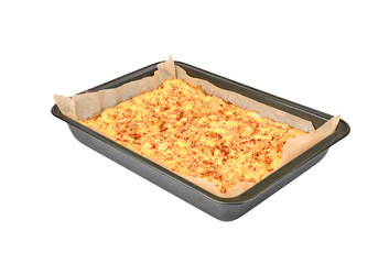 Apple pie on baking sheet