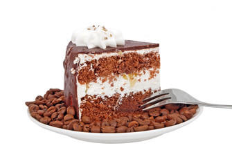 Chocolate cake on coffee seed