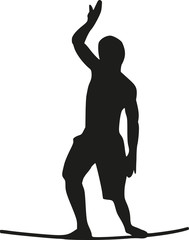 Slackline wire walker silhouette