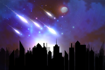 meteor over the city