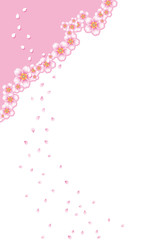 桜（はがきテンプレート,縦書き,左上に桜を配置）