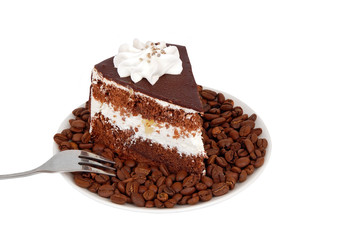 Chocolate cake on coffee seed