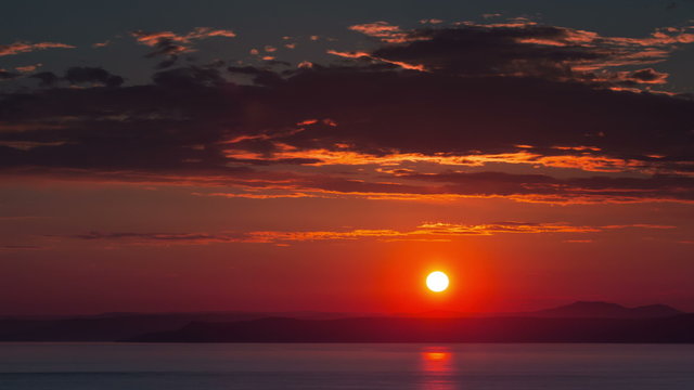 sunset sun down vladivostok bay panorama 4k time lapse russia
