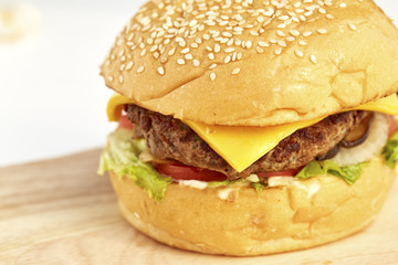 Delicious burger with beef