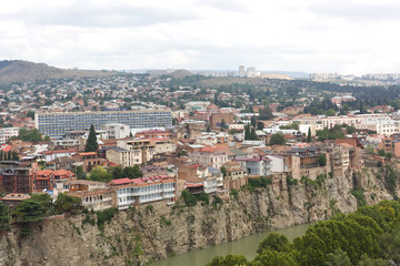 Fototapeta premium Top view of Tbilisi . Tbilisi is the capital of the Republic of Georgia