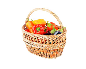 Vegetables in a wattled basket