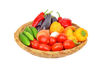 Vegetables in a wattled basket