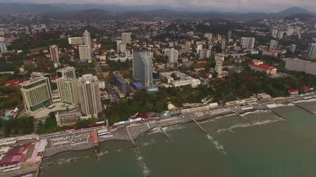 summer day sochi city aerial view famous bay panorama hd russia